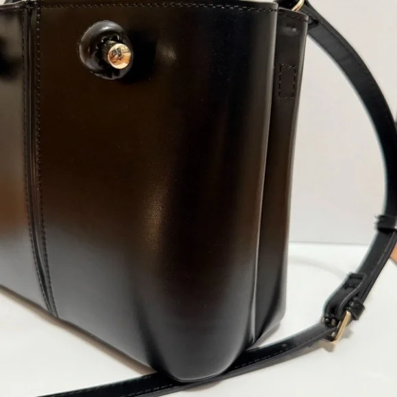 Zara black mini city tote structured chic bucket bag vegan leather purse minimal - Picture 10 of 11